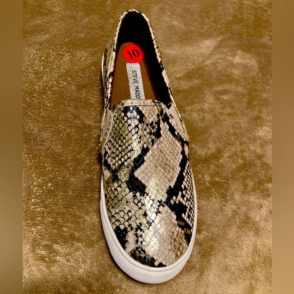 Steve Madden faux snake skin slip ons